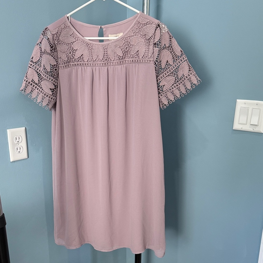 LOFT Mauve Lace Mini Dress